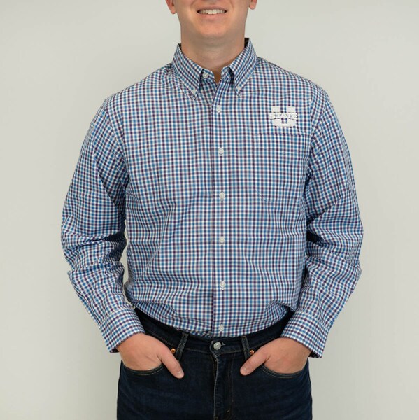 long sleeve button down dress shirt utah state gingham
